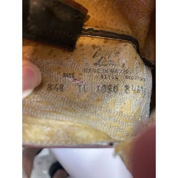 Tony Lama Boots Mens 8.5 B leather Cowboy Western - Picture 4 of 16